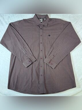 Cinch Men’s L Brown Plaid Button Up Shirt Long Sleeve Western Cowboy